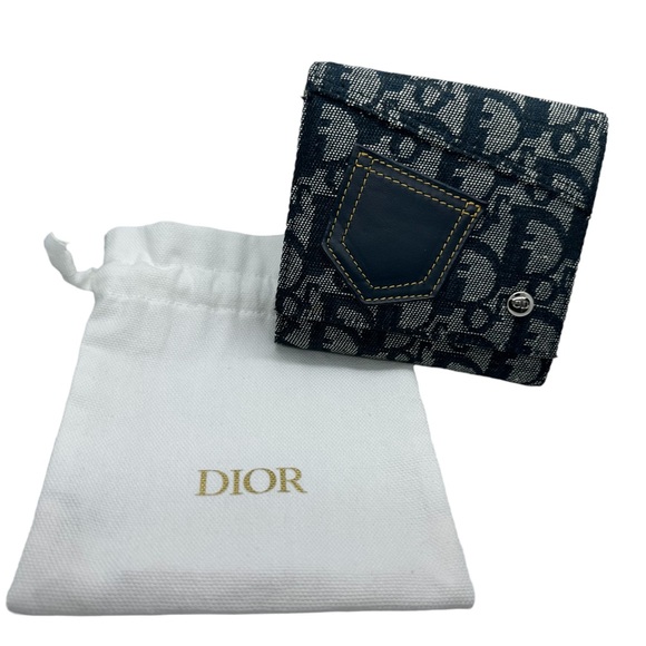 Dior Handbags - DIOR NWOT DEADSTOCK TROTTER BLUE DENIM CANVAS & LEATHER COMPACT WALLET W DUSTBAG